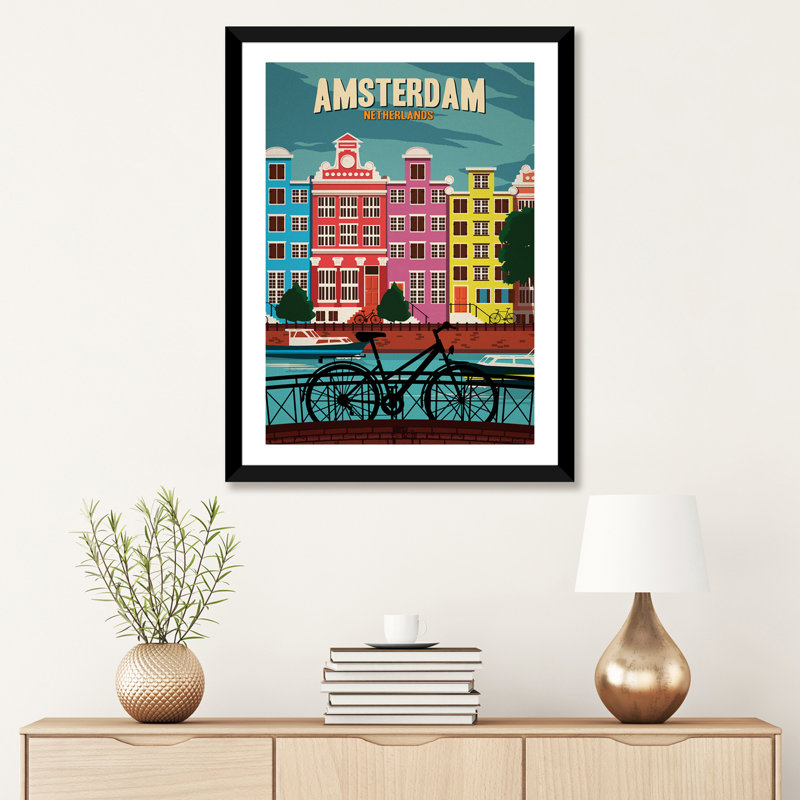 «Amsterdam» par IdeaStorm Studios, impression sur toile tendue, H 32 po x l 24 po x P 1 po, Papier encadré noir