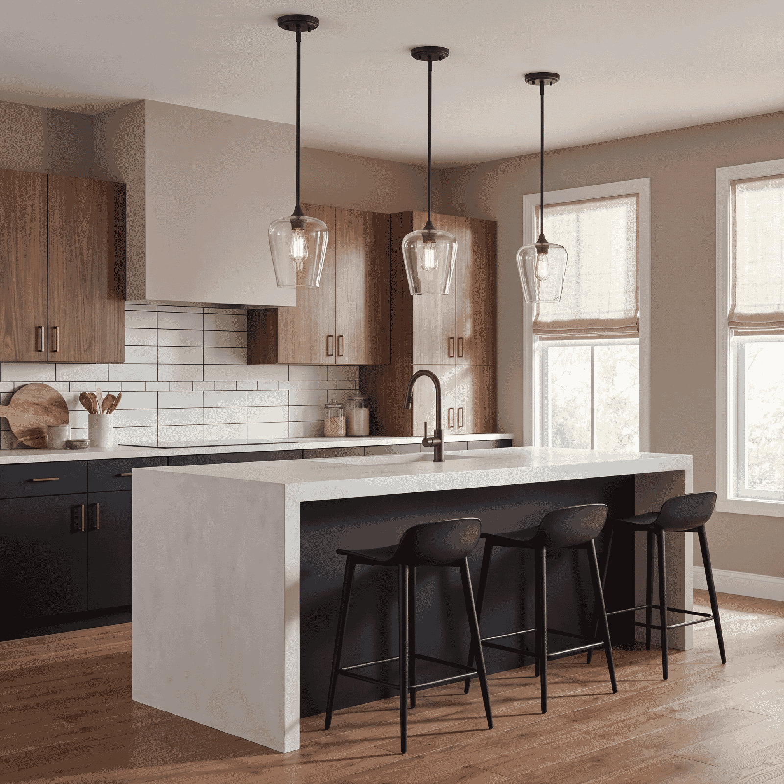 Breena Dimmable Single Light Pendant, Clear, English Bronze