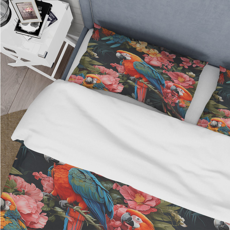 Ensemble de housse de couette Parrot Palette Tropical Pattern, Housse de couette pour très grand lit et 2 très
