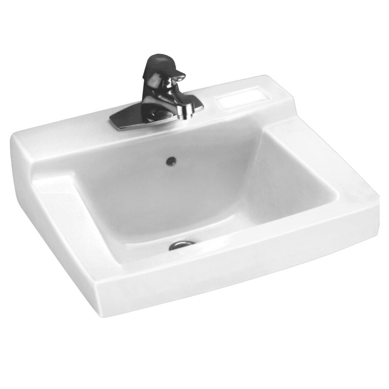 Lavabo de salle de bain mural rectangulaire en céramique avec trop-plein Declyn
