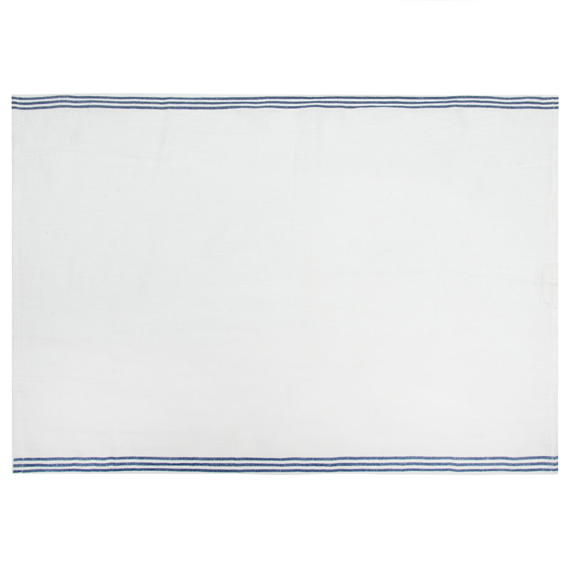 Alsace Striped Waffle Tea Towel, White/Blue