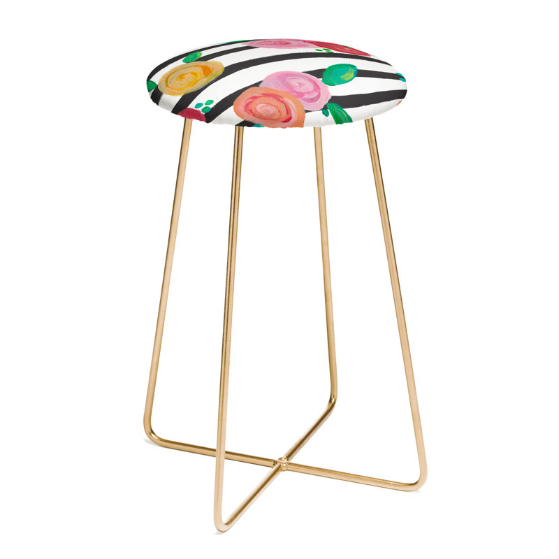 Upholstered Counter Stool with Metal Frame