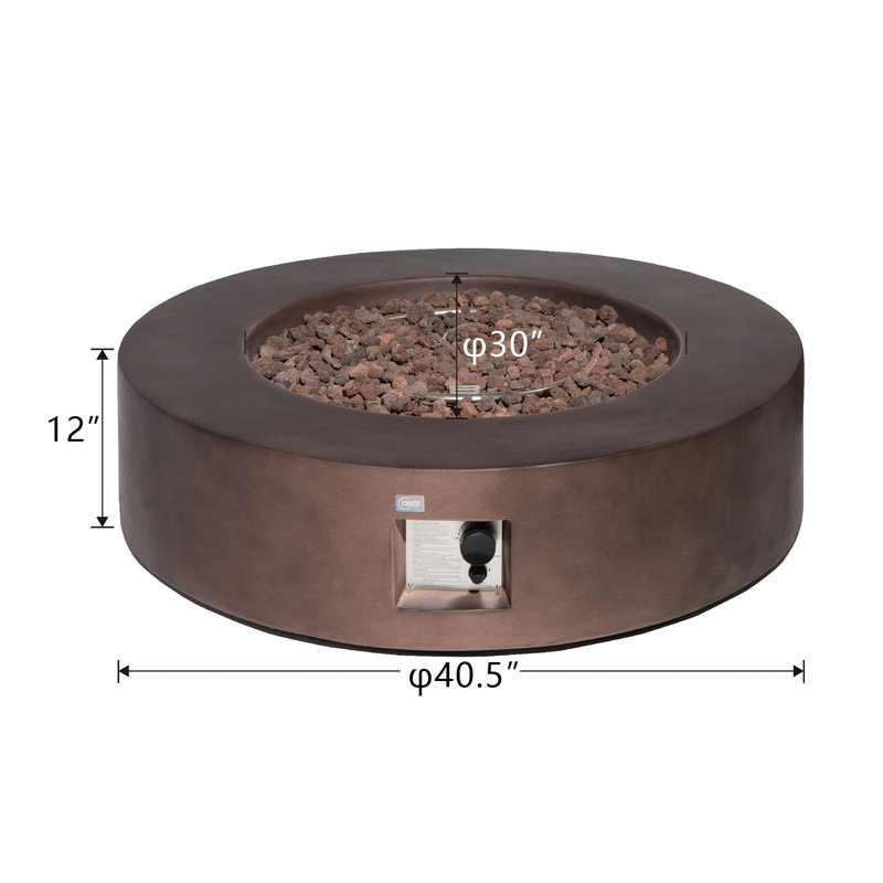 Borgia Concrete Propane Fire Pit Table, Dark Bronze
