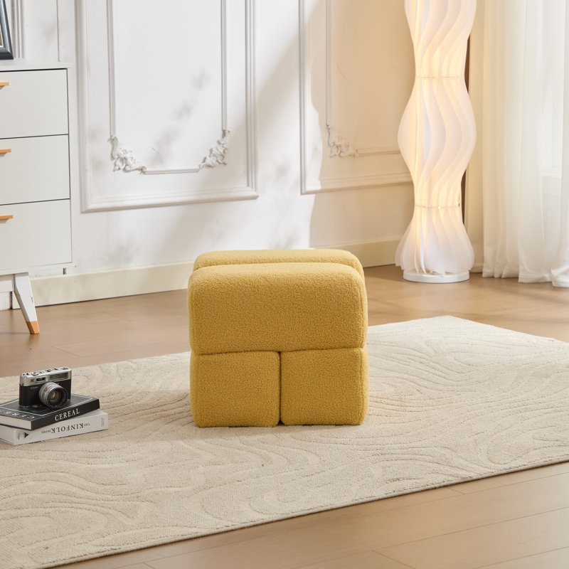 Repose-pieds en sherpa de 18,5 po Robertas, Jaune