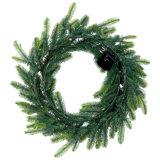 Real Touch B/O Pre-Lit Noble Fir Cedar Christmas Wreath - 24" - Warm White LED