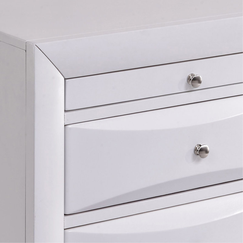 Table de chevet blanche avec 2 tiroirs, Blanc