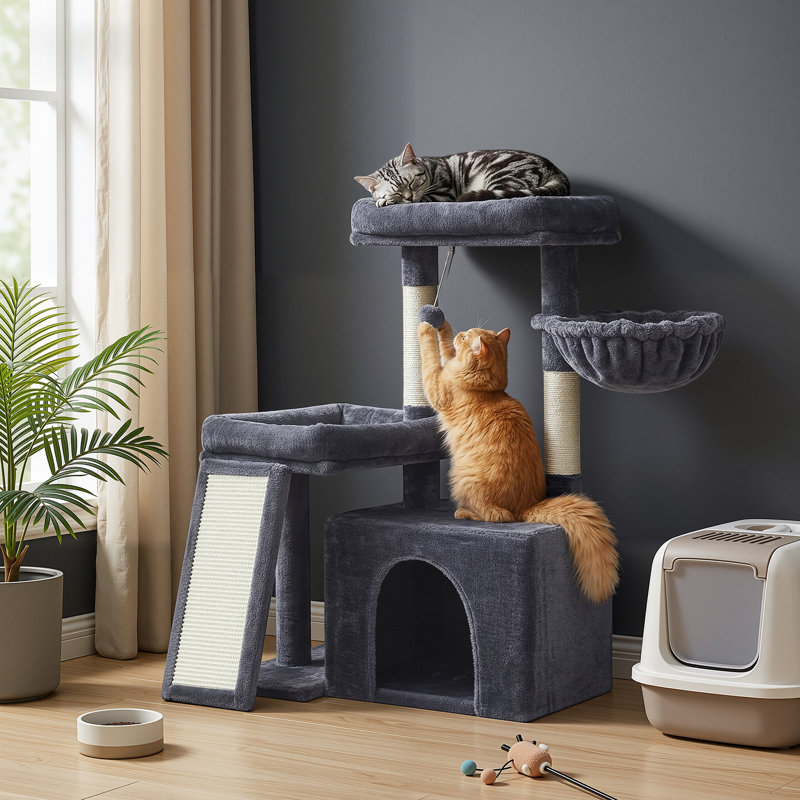90cm H Cat Tree, Dark Grey