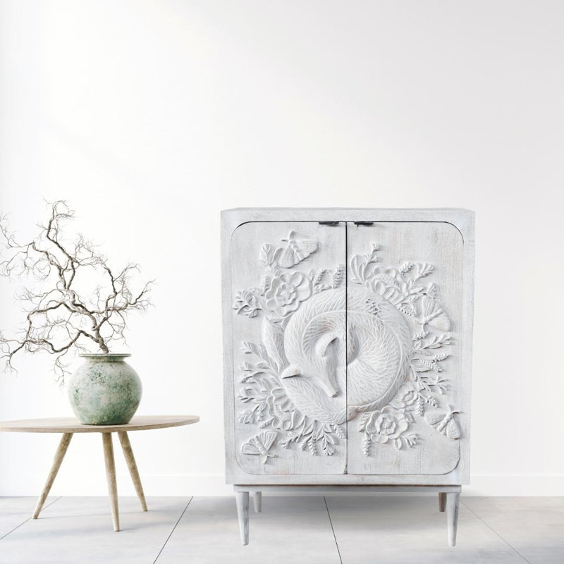 Aidyen Solid Wood Accent Cabinet