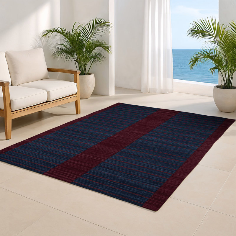 Tapis intérieur / extérieur gris HorizontalStripes, Rectangle 5 pi x 7 pi