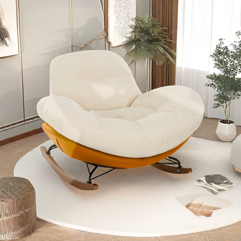 Modern Upholstered Rocking Chair, Orange