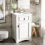 Meuble-lavabo de 20 pouces avec lavabo en céramique, porte à fermeture douce, tablette réglable et support de rangement fixé à la porte - idéal pour les petites salles de bain-1284633293