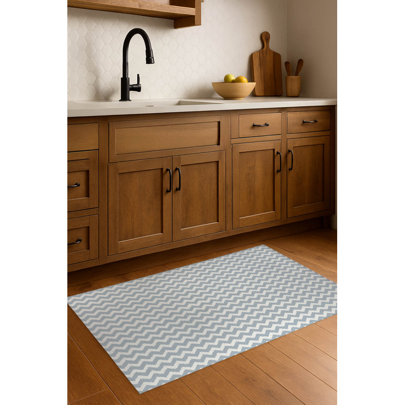 Tapis de cuisine Chevy Tribal, Rectangulaire 3 pi x 5 pi, Bleu ardoise