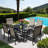 Upgraded PVC-coated polyester Outdoor Dining Chairs (Set of 2) with High Back & Wide Seat, Powder-Coated Metal Frame, Brown