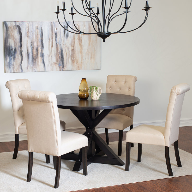 Ensemble de salle à manger 5 pièces, table à manger croisée avec 4 chaises élégantes