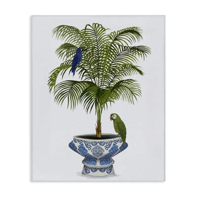 "Parrots on Ornate Planter", art mural par Fab Funky