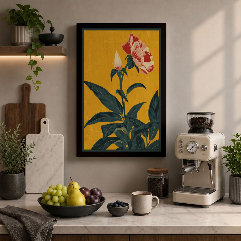 Carnation Study Botanical - Wrapped Canvas, 24x16 - 61.0 x 40.6 cm, Black Border