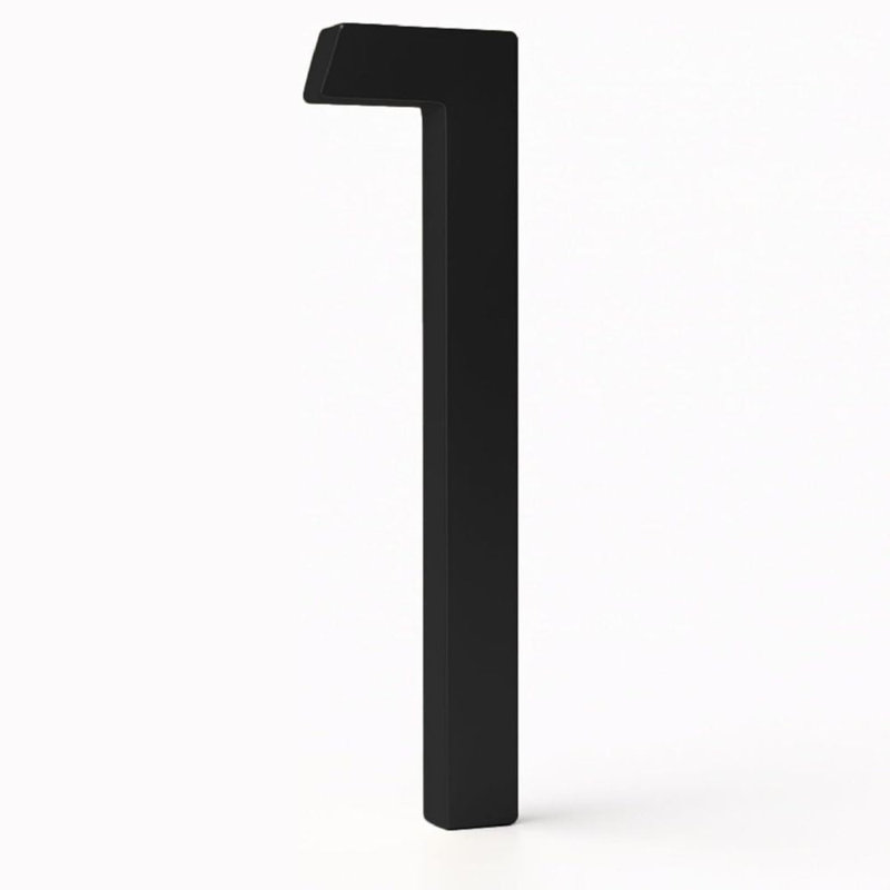 Méga poignées avec numéros de maison pour l'extérieur - 5 po pour installation facile à installer au mur - Numéros de métal robustes pour l'adresse sur la maison, quincaillerie de fixation incluse - Noir mat (numéro 1)