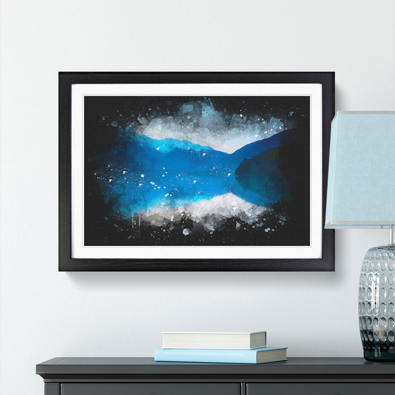 Lake In Haines Alaska Paint Splash - Picture Frame Graphic Art, Black Framed, 62cm H x 87cm W x 2cm D