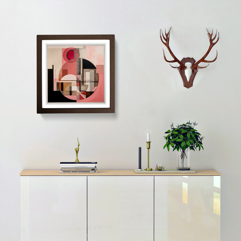 Rose Bauhaus No.2 - Single Picture Frame Print on Wood, Walnut