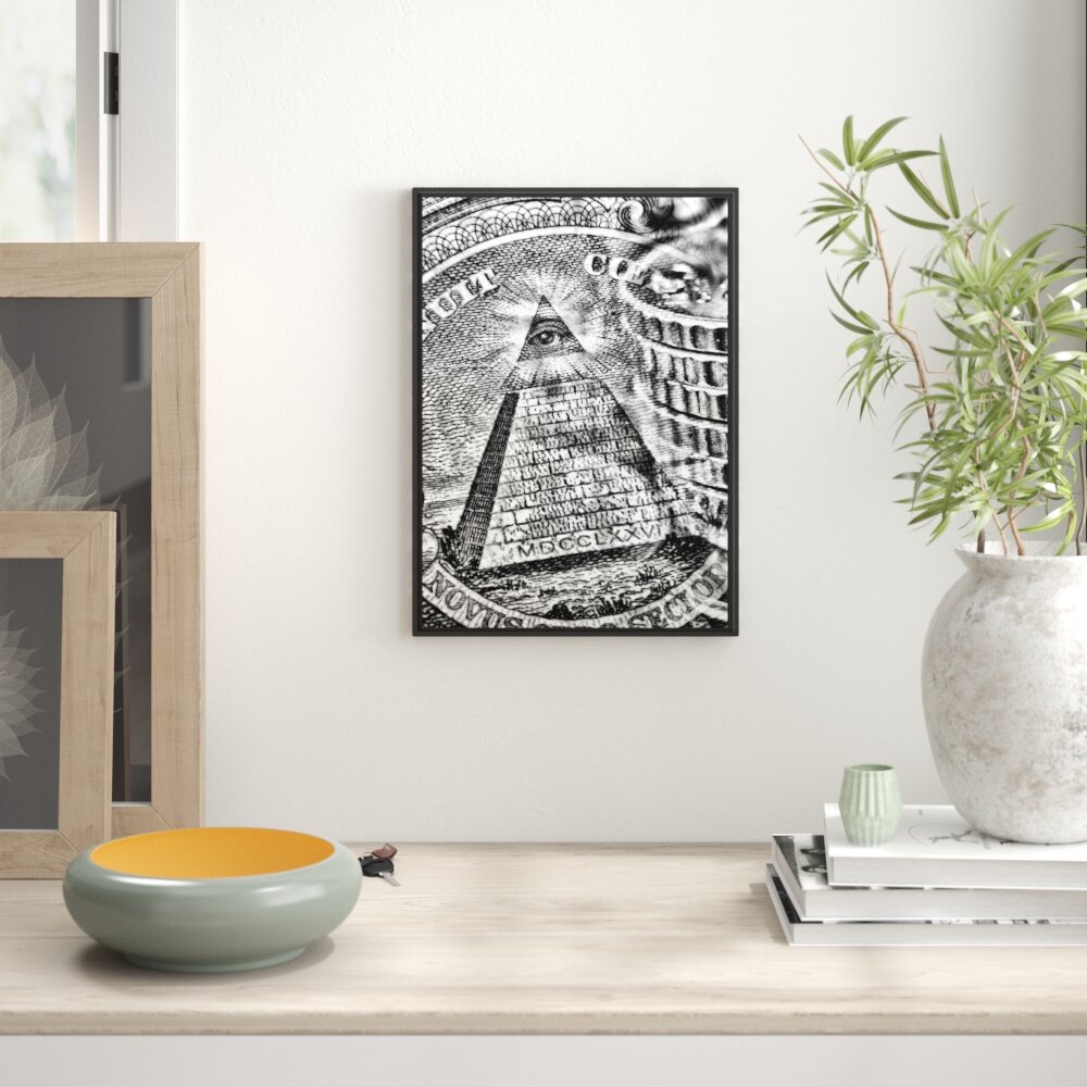 Gerahmtes Wandbild Illuminati Pyramide, Schwarz und