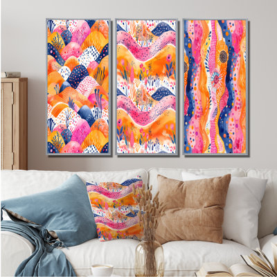 Pink Orange Abstract Boho Landscape I - Boho Print Wall Art Collection