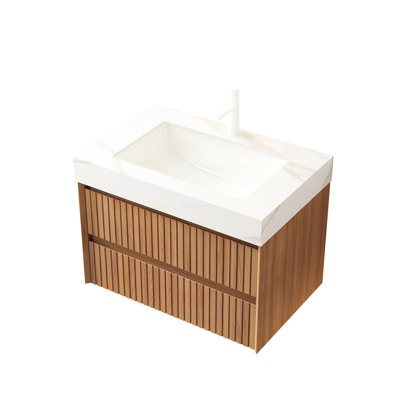 Comptoir de meuble-lavabo en pierre frittée or 30 po avec lavabo en céramique incrusté, sans armoire, robinet, ton blanc et maquillage, 30,01 po de profondeur, 19,23 de largeur, 8,87 de hauteur, 49,85 lb de poids, aspect épais