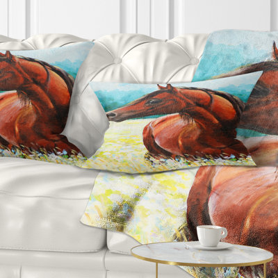 Cheval brun brun - Coussin imprimé animal
