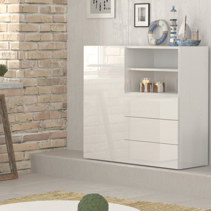 Cadiz 110cm Sideboard, Glossy White