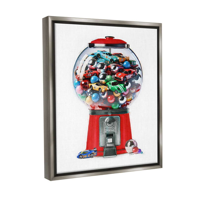 «Race Car Candy Distributeur» par Amanda Greenwood sur toile, Cadre flottant gris lustré, H 21 po x l 17 po