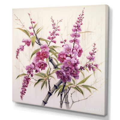 «Bamboo And Plum Blossoms I», art mural sur toile de bambou_106656