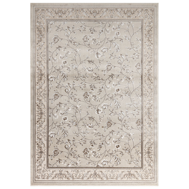 Marco Beige Traditional Floral Area Rug – Luxury Living Room, Bedroom & Hallway Carpet – Classic Oriental Pattern Floor Mat