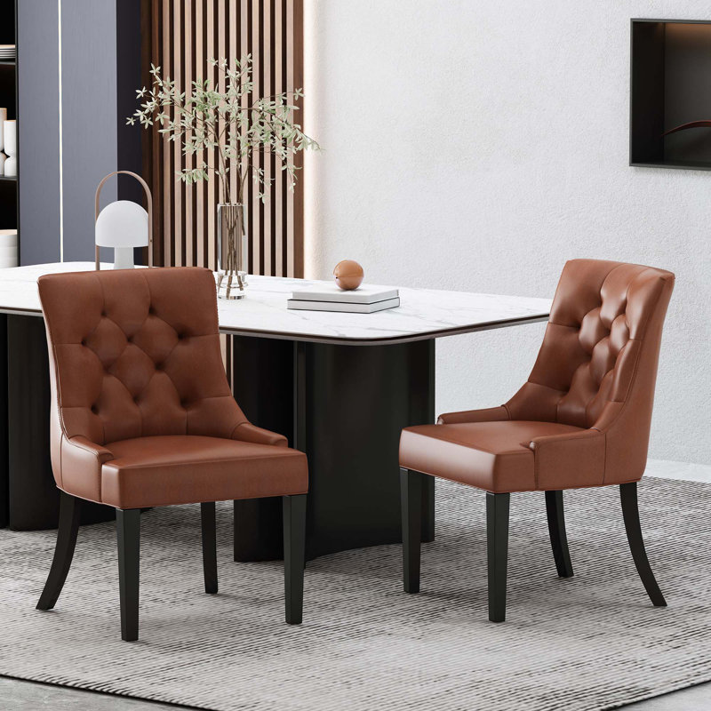 Ensemble de 2 chaises de salle à manger, Marron clair