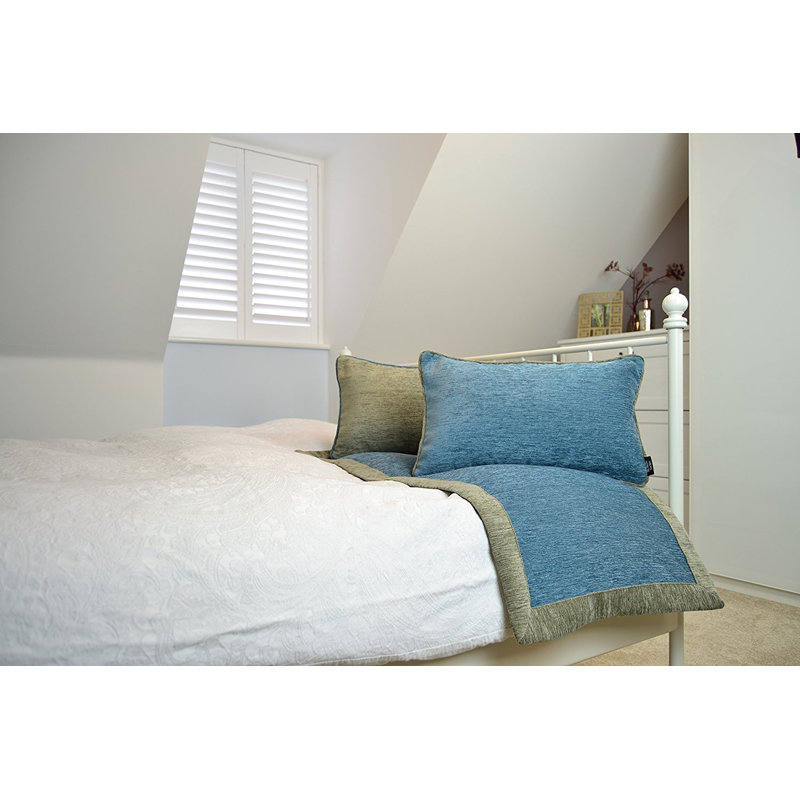 Baccus Throw Blanket, Taupe/Wedgewood Blue