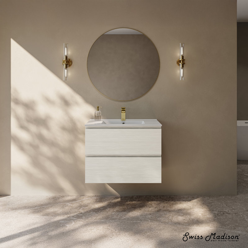 Meuble-lavabo mural avec lavabo 30 po Liberte, Chêne blanc
