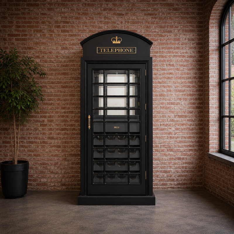 Armoire de bar avec cabine téléphonique Marroquin par RAM Game Room, Noir