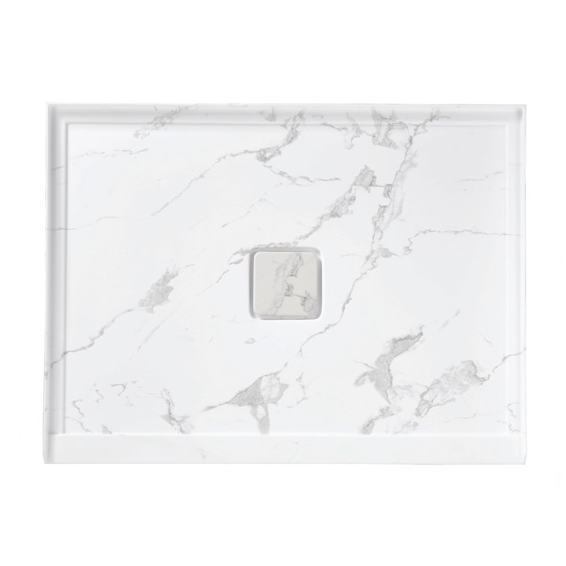 Base de douche en acrylique et en pierre Arma, conception texturée antidérapante, avec couvercle de drain assorti (ensemble de drain non inclus)
