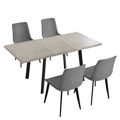 Katina Extendable Kitchen Dining Table Set with 17.7"H Faux Leather Upholstered Dining Chair for Kitchen Dining Room, Home Furniture by George Oliver
