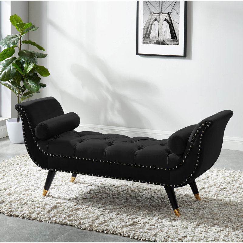 Arapahoe Velvet Upholstered Bench, Black