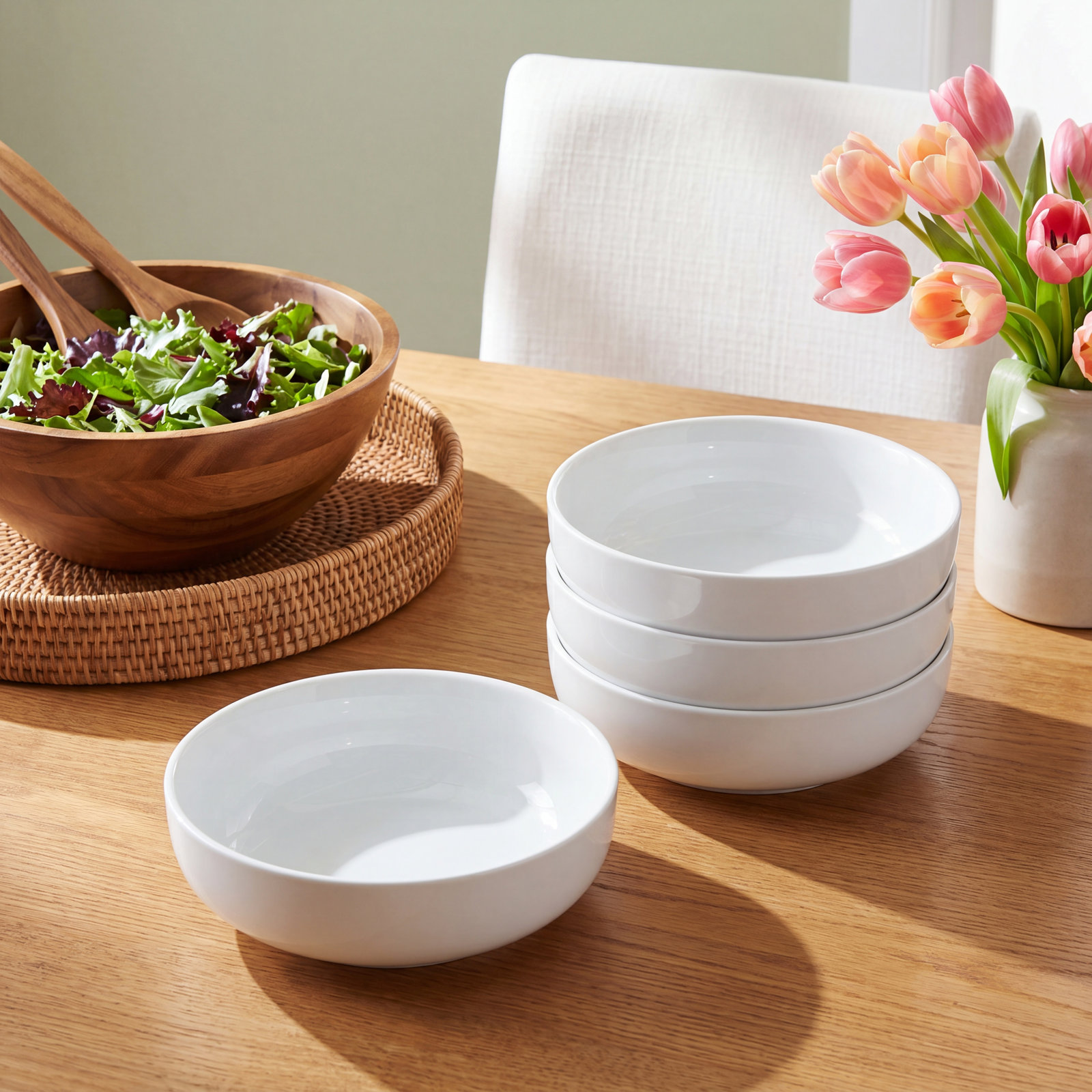 Everyday White Porcelain Pasta Bowl