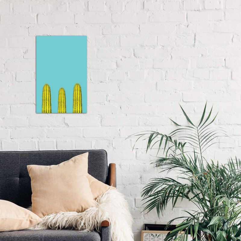 Aqua Cacti - Wrapped Canvas Print, 66.04 cm H x 45.72 cm W x 3.175 cm D
