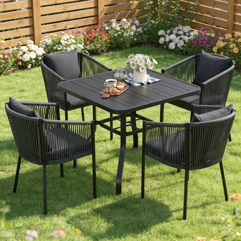 Ensemble repas pour 4 personnes Deasiah, Noir/gris