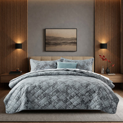 Ensemble de couvre-lit en velours embossé - Ensemble de courtepointe légère avec taies d'oreiller