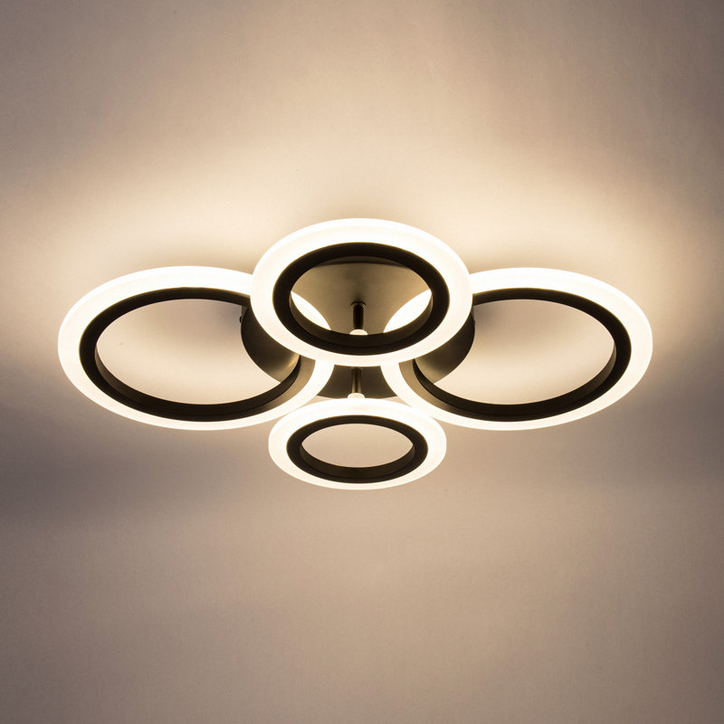 Christain 4-Light Black Modern Integrated LED Flush Mount Ceiling Light