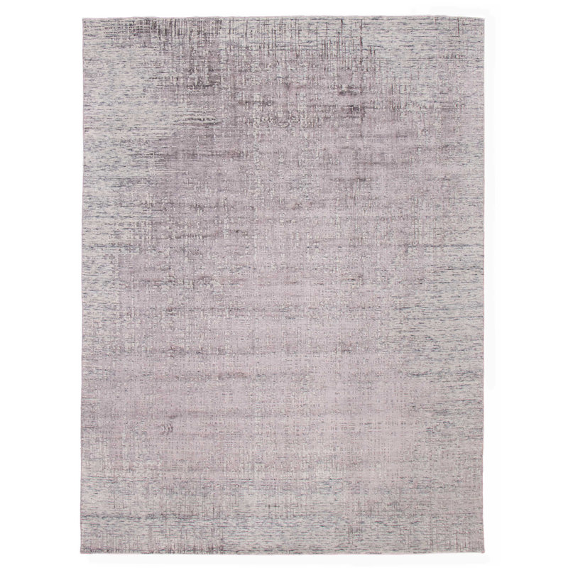 Tapis unique en laine gris foncé 8 pi x 9 pi 11 po One-of-a-Kind