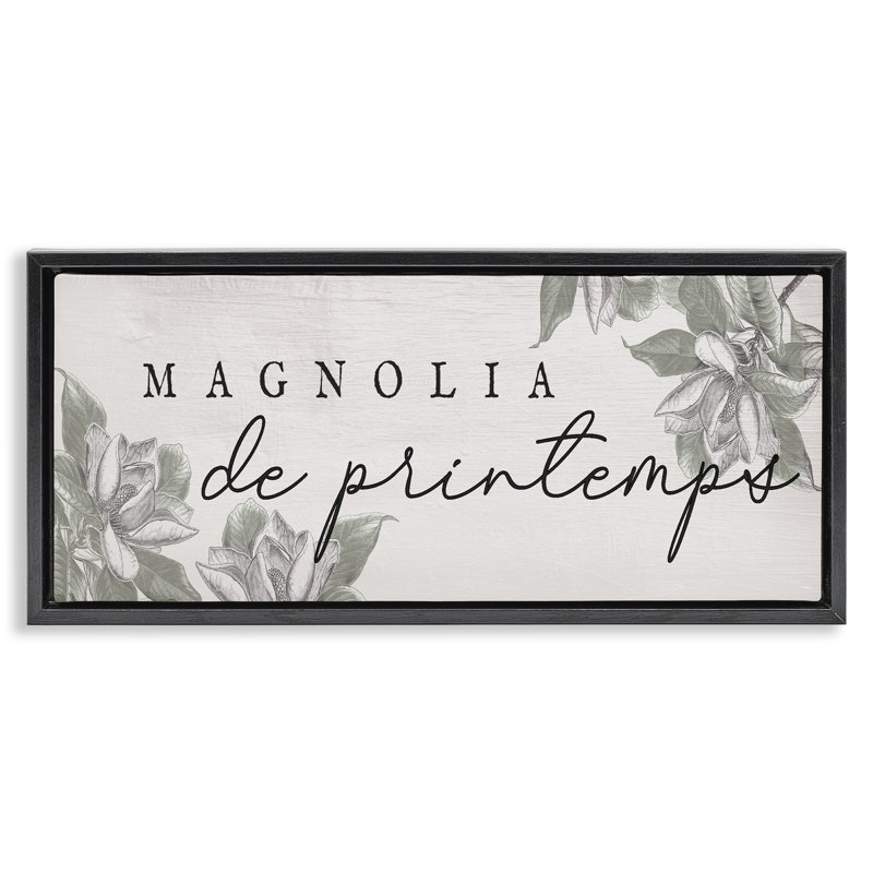 Cadre flottant Spring Magnolia, par Lil 'Rue, Cadre flottant noir de jais, H 11 po x l 25 po