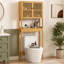 Armoire de rangement au-dessus de la toilette, organisateur de salle de bain au-dessus de la toilette avec portes à lattes, tablette réglable et tablette ouverte HOMcom