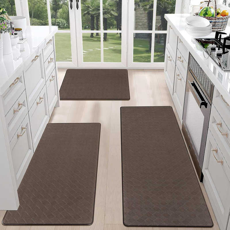  Standing Anti-fatigue Kitchen Mats (Set of 3), Brown