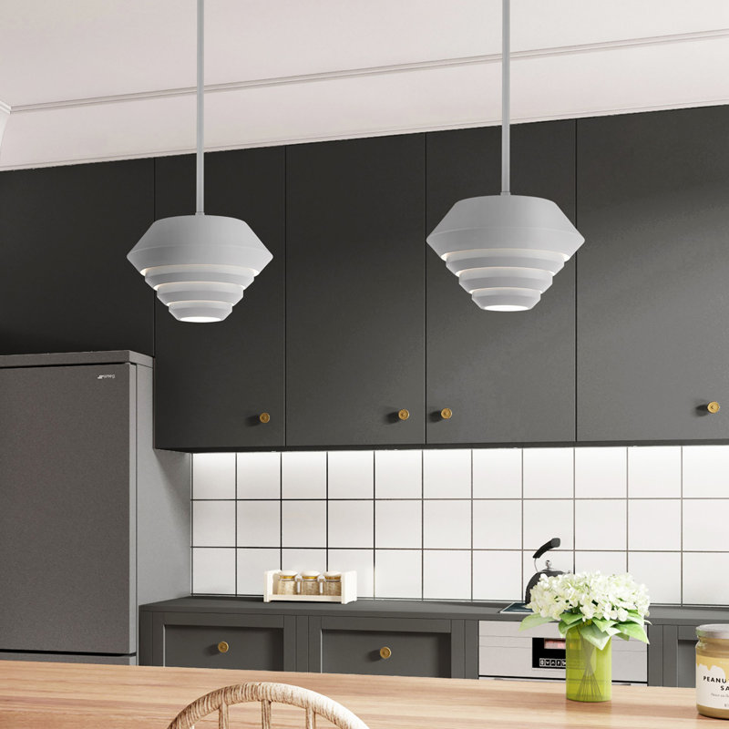Luminaire suspendu en dome à 1 lumière, Gris nordique