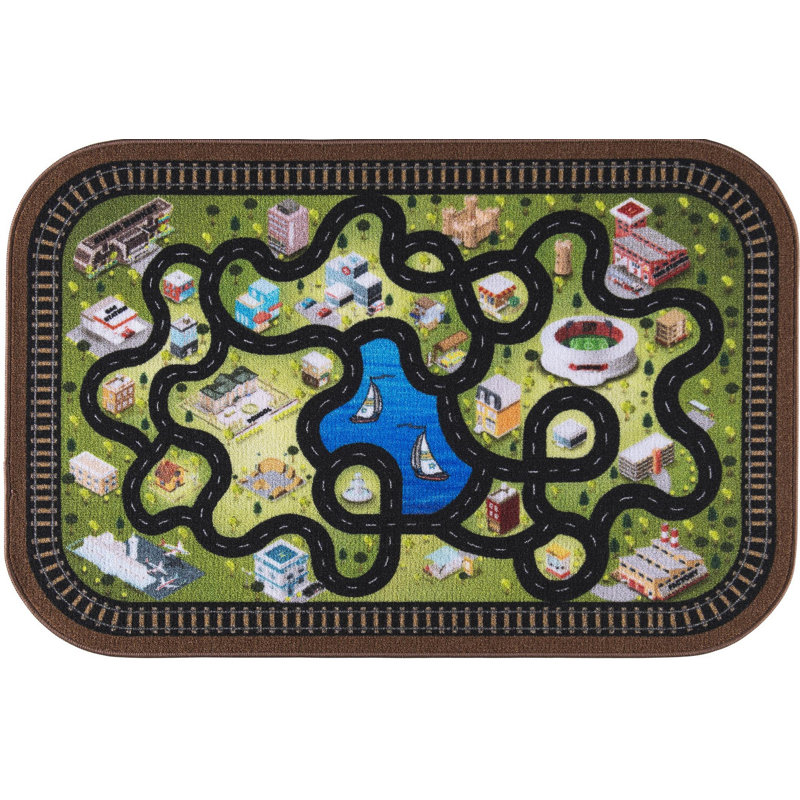 Tapis brun / vert / noir Asgard, Rectangle 3 pi 3 po x 4 pi 11 po