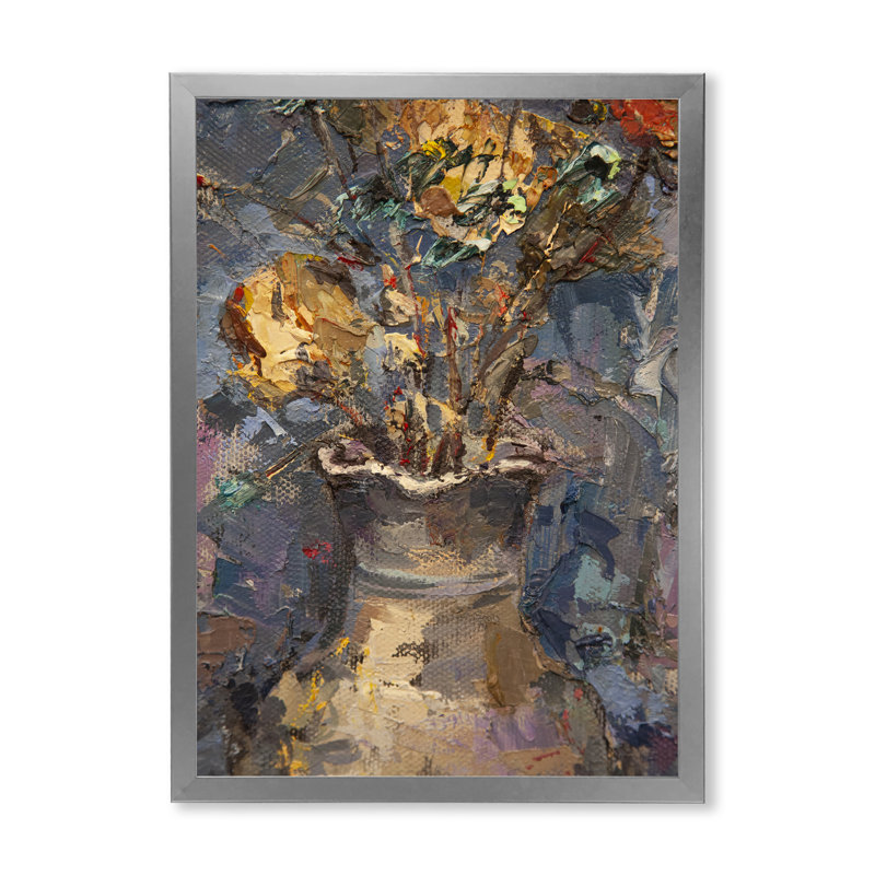 Pittoresque bouquet de nature morte rétro II - peinture, H 40 po x l 30 po x P 1,5 po, Toile avec cadre photo argenté